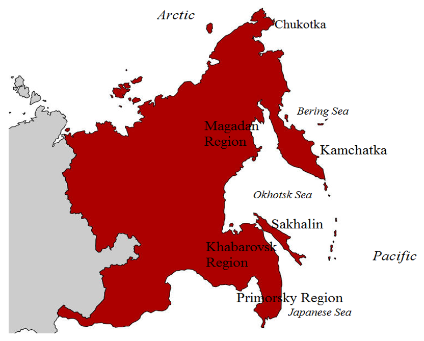 Main catch areas of oceanic fish in the Far East of Russia